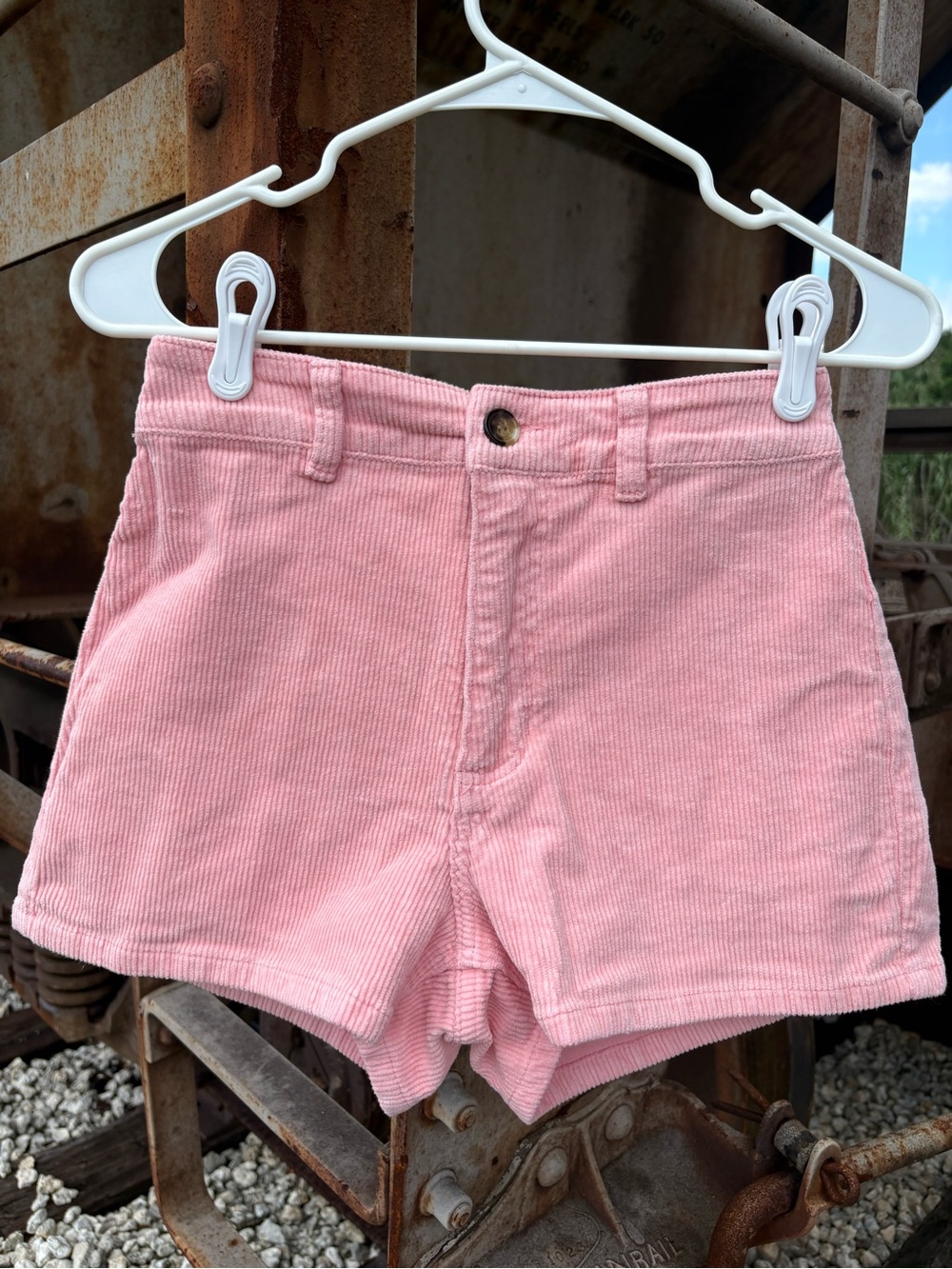 Billabong Women's Pink Corduroy Chino Shorts 26 High Rise Button Pockets